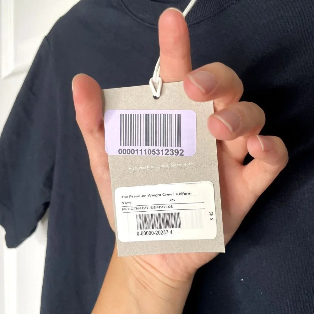 Everlane Uniform Navy Blue Premium-Weight Relaxed Crew Shirt Mens Size X-Small - Picture 5 of 7